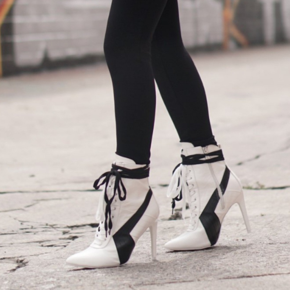 NEW White Lace Up Booties